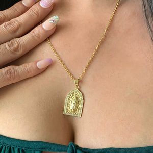 Virgin Mary Gold Pendant Necklace