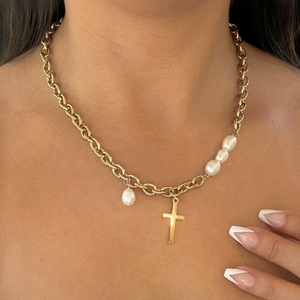 Abstract Cross Necklace