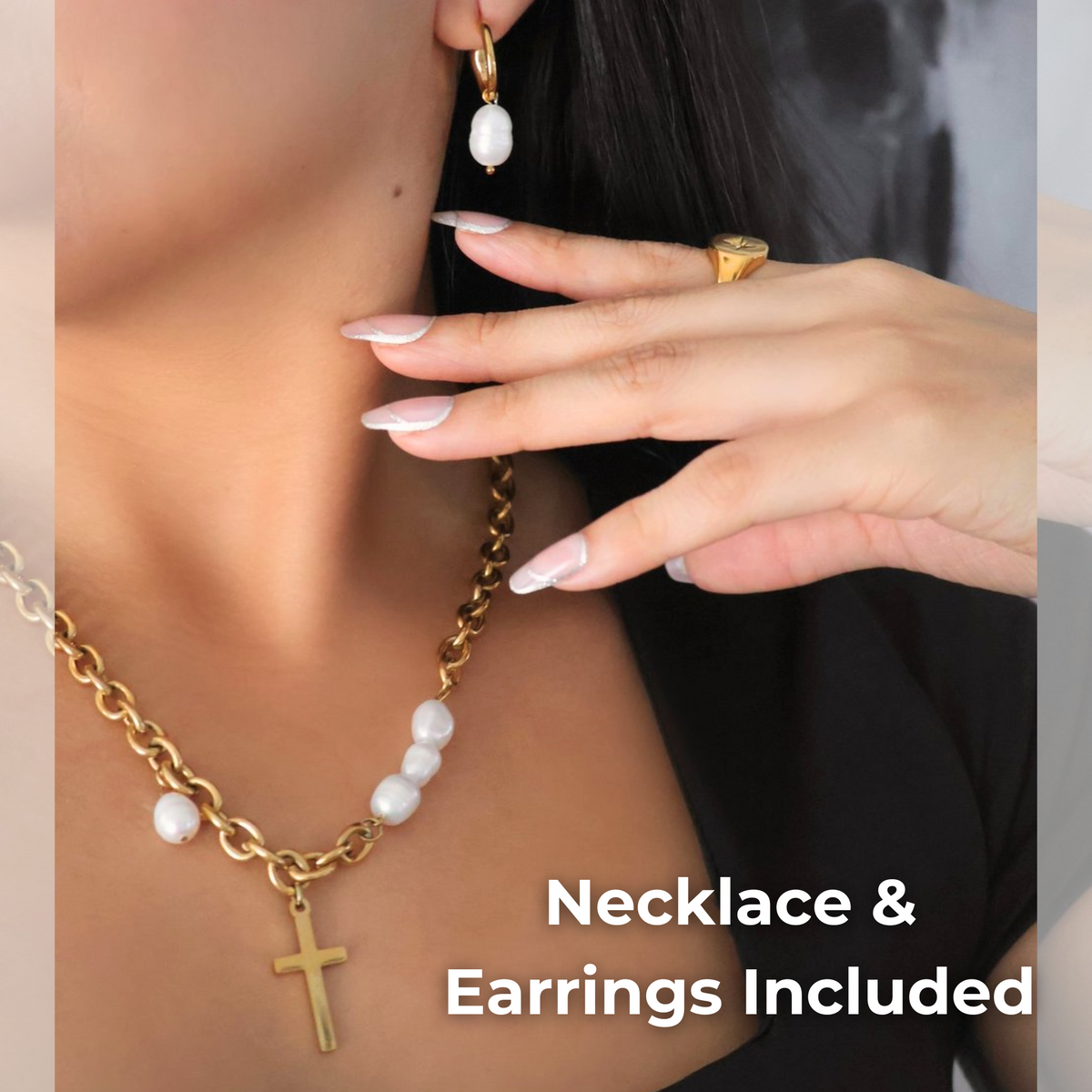 Abstract Cross Necklace &amp; Earring Gift Set