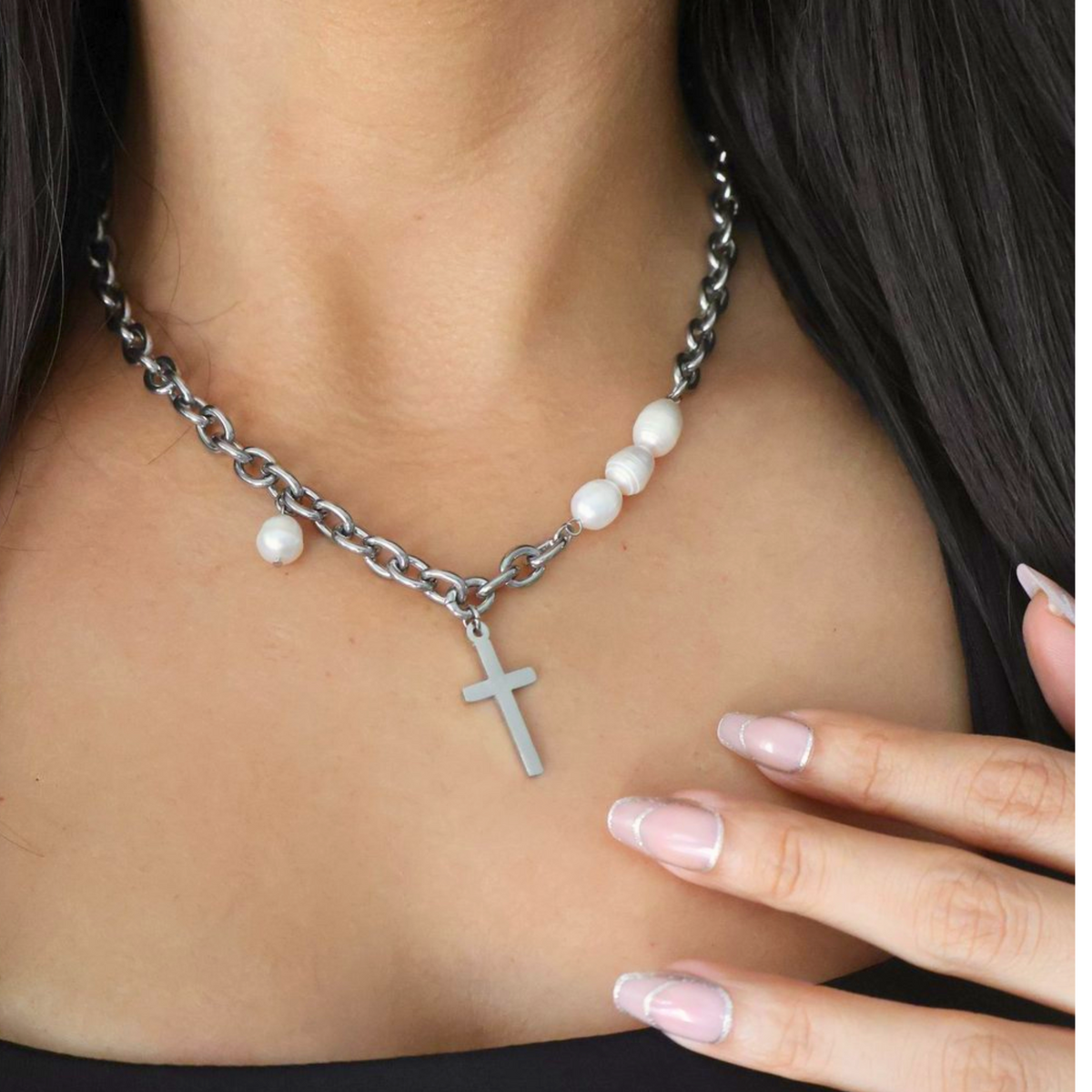 Abstract Cross Necklace &amp; Earring Gift Set