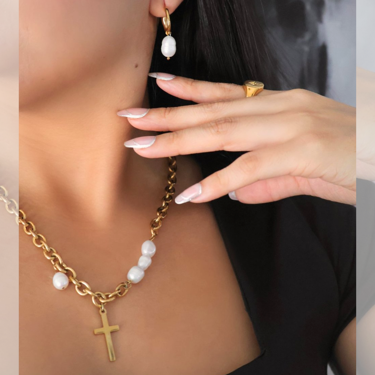 Abstract Cross Necklace &amp; Earring Gift Set