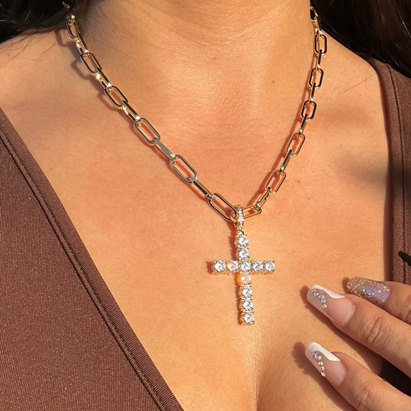 Iced Cross Pendant Necklace - ZAYAH