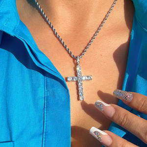 Iced Cross Pendant Necklace