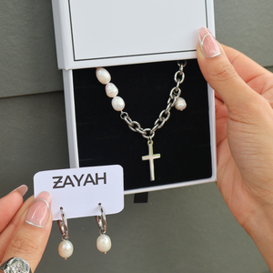 Abstract Cross Necklace & Earring Gift Set