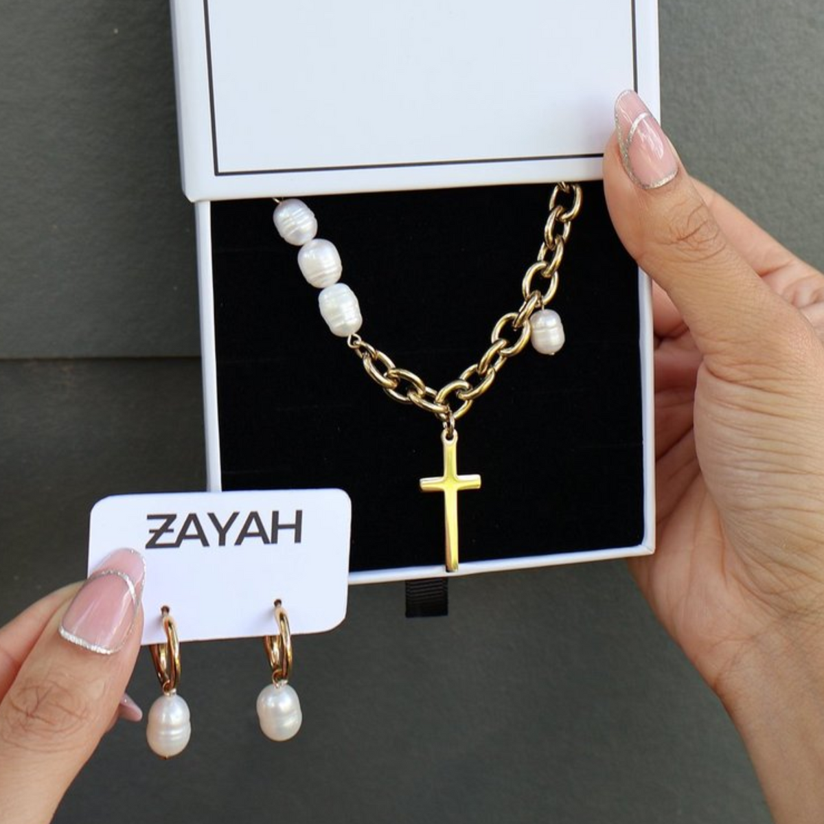 Abstract Cross Necklace &amp; Earring Gift Set