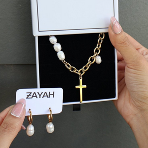 Abstract Cross Necklace & Earring Gift Set