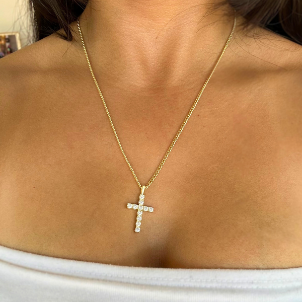 Small Iced Cross Necklace - ZAYAH