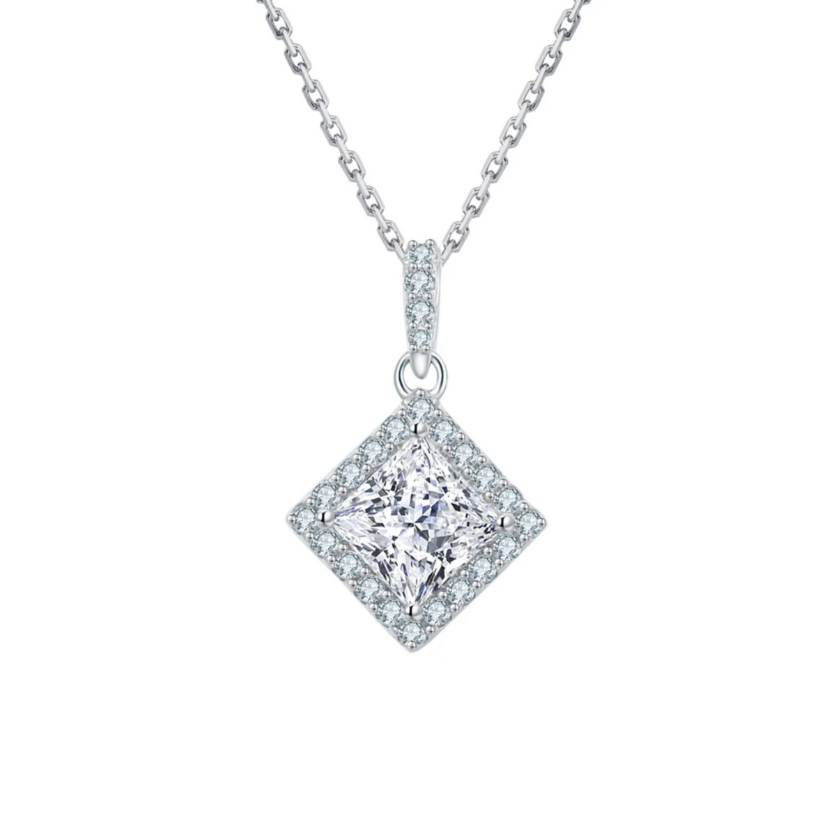 Frosted Moissanite Necklace Diamond Cut