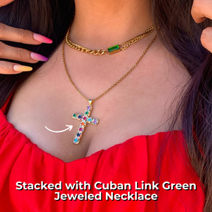 Cross Jeweled Color Pendant Necklace