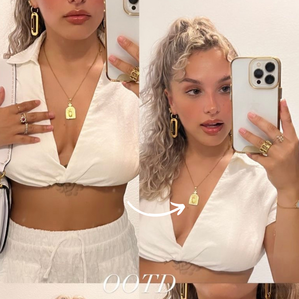 Virgin Mary & Cross Pendant Necklace Gold - ZAYAH