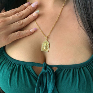 Virgin Mary Gold Pendant Necklace