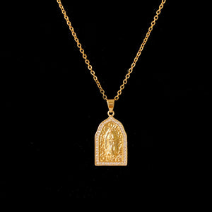 Gift Set - Gold Cuban Anklet & Mary Pendant Necklace